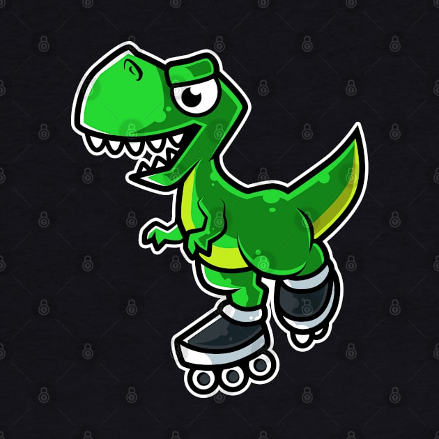 Dinosaur Tyrannosaurus Rex Retro Roller Skate graphic by theodoros20